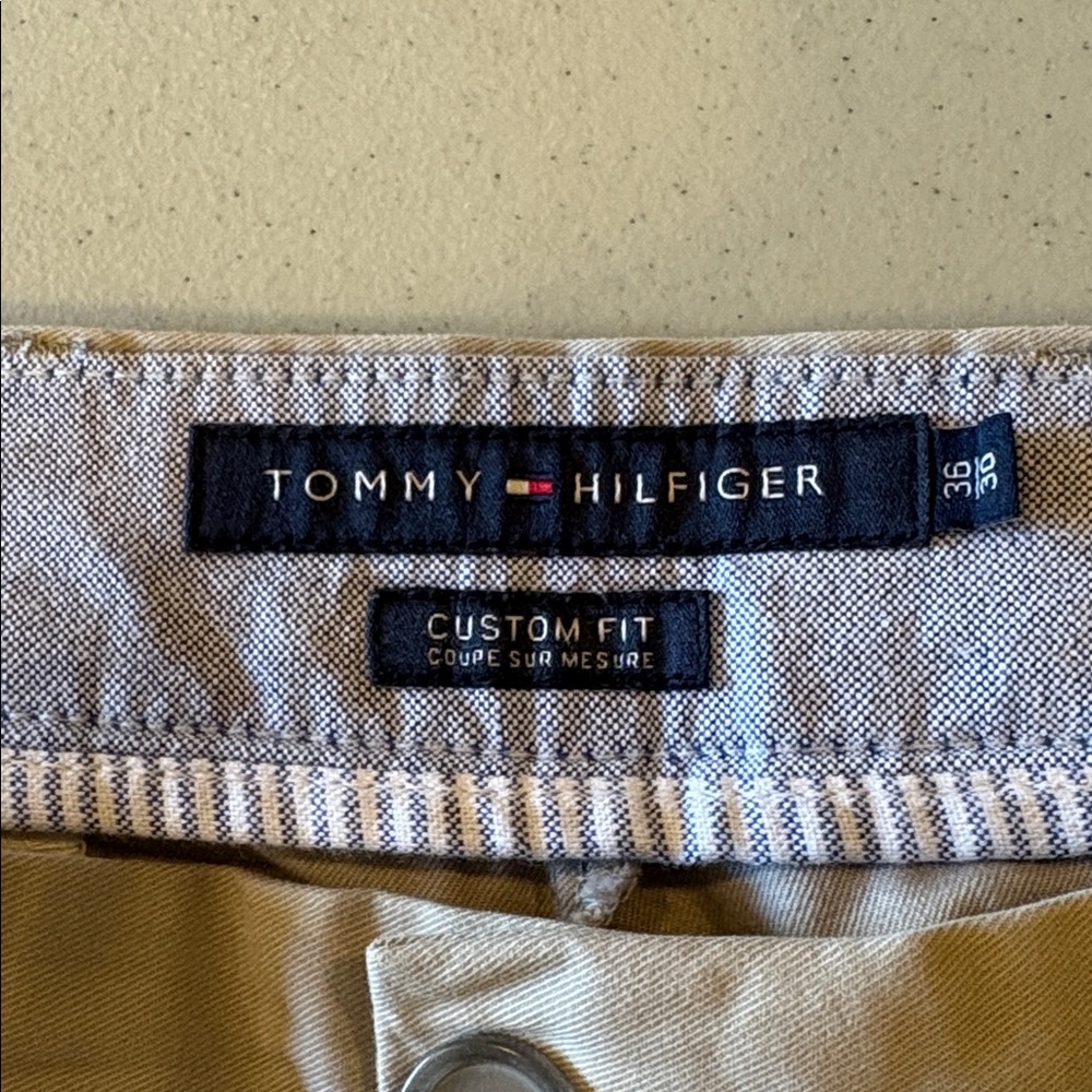 Tommy Hilfiger Mens 36 Tan Custom Fit Pants - Picture 2 of 5